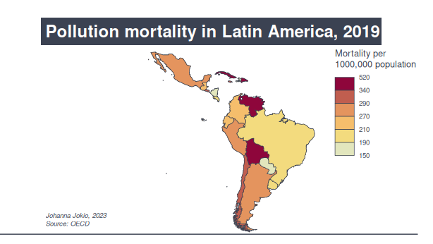 Pollution mortality in Latin America made with mapsf